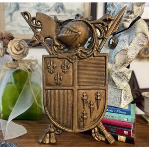 Hoda Knight Metal Coat of Arms Shield Fleur de Lis Plaque